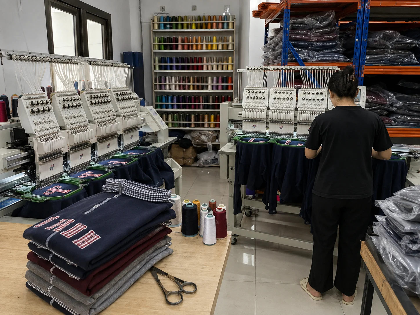 The embroidery workshop floor